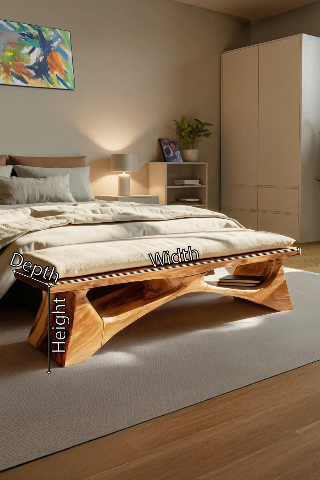 Handcrafted Solid Wood Bench For End-of-Bed Styling - view 7 of 7