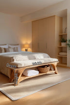Modern Sculpted Wood Bench For Bedroom Interior Styling - view 7 of 7