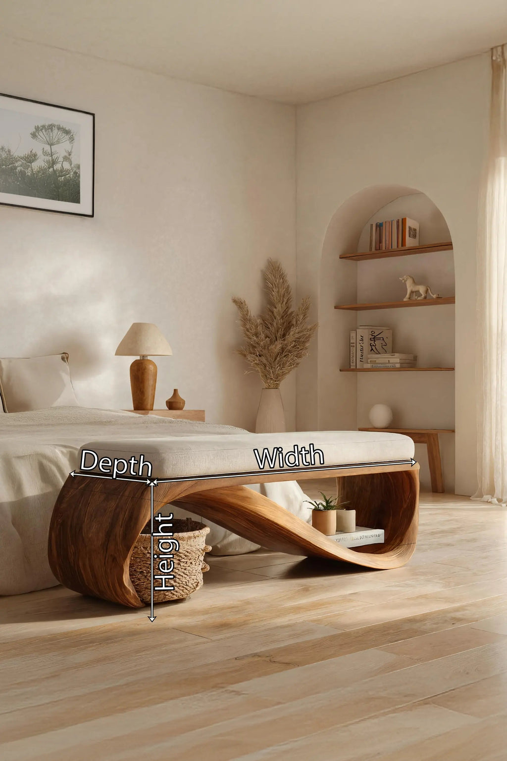 Mid Century Wooden Bench For End-of-Bed Placement - view 5 of 7