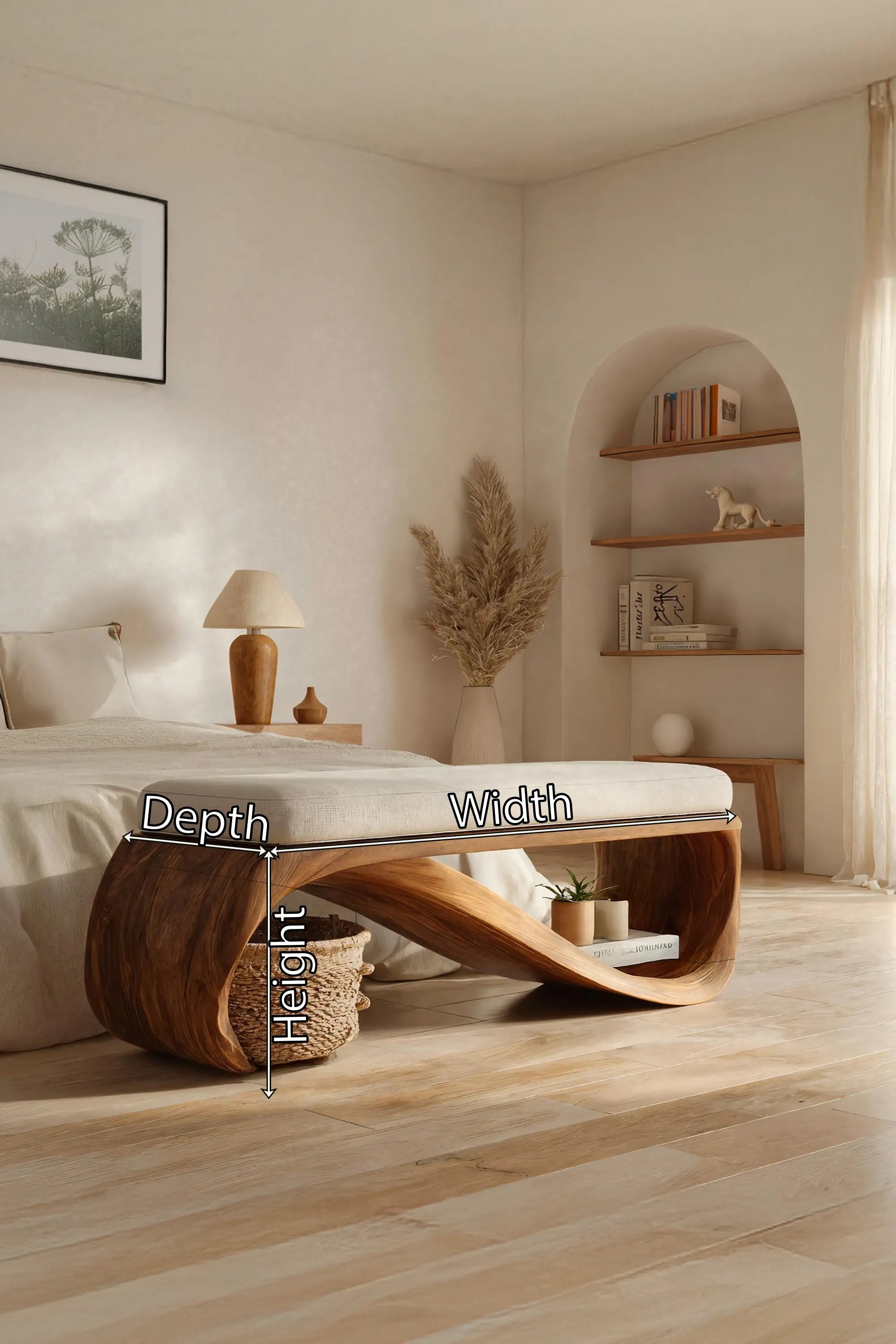 Mid Century Wooden Bench For End-of-Bed Placement - view 5 of 7