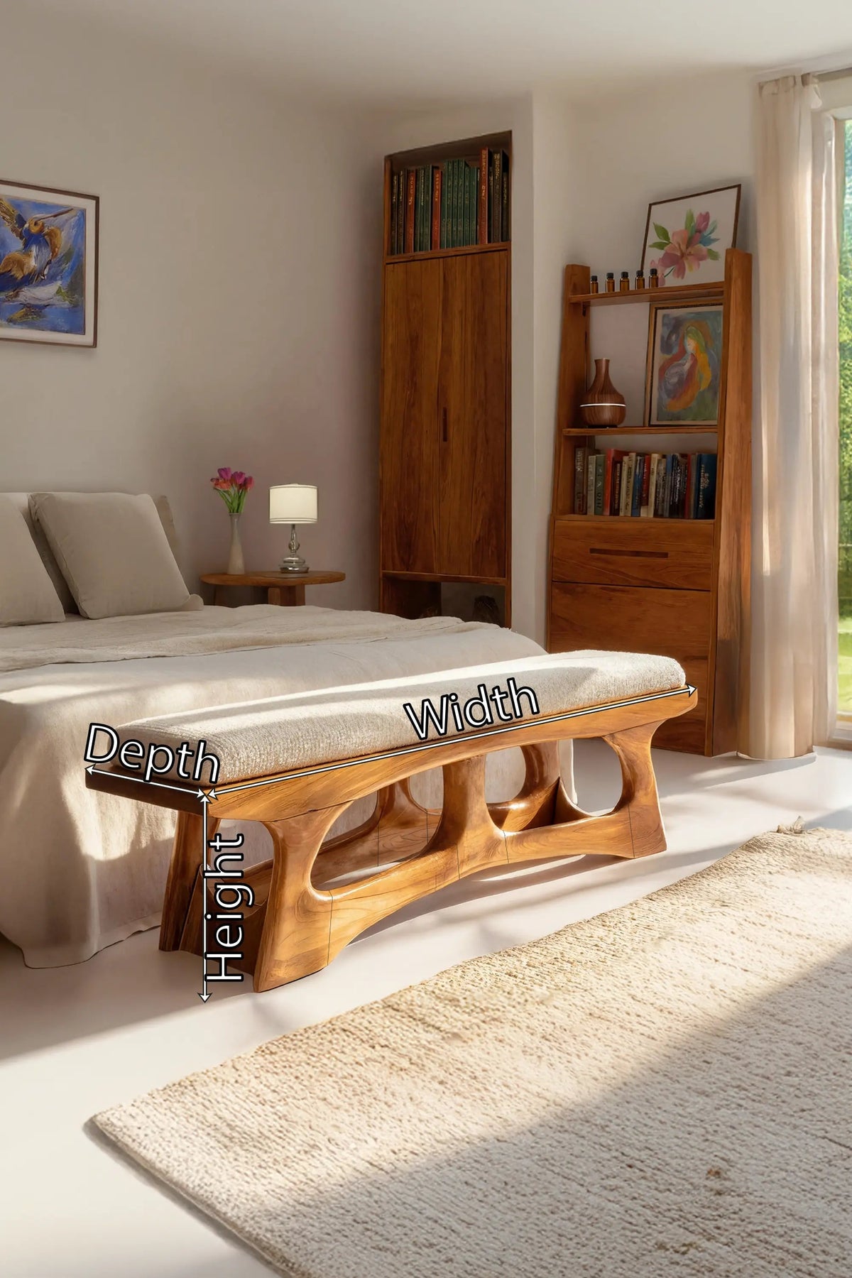 Handcrafted Curved Wood Bench For Furniture Styling - view 7 of 7
