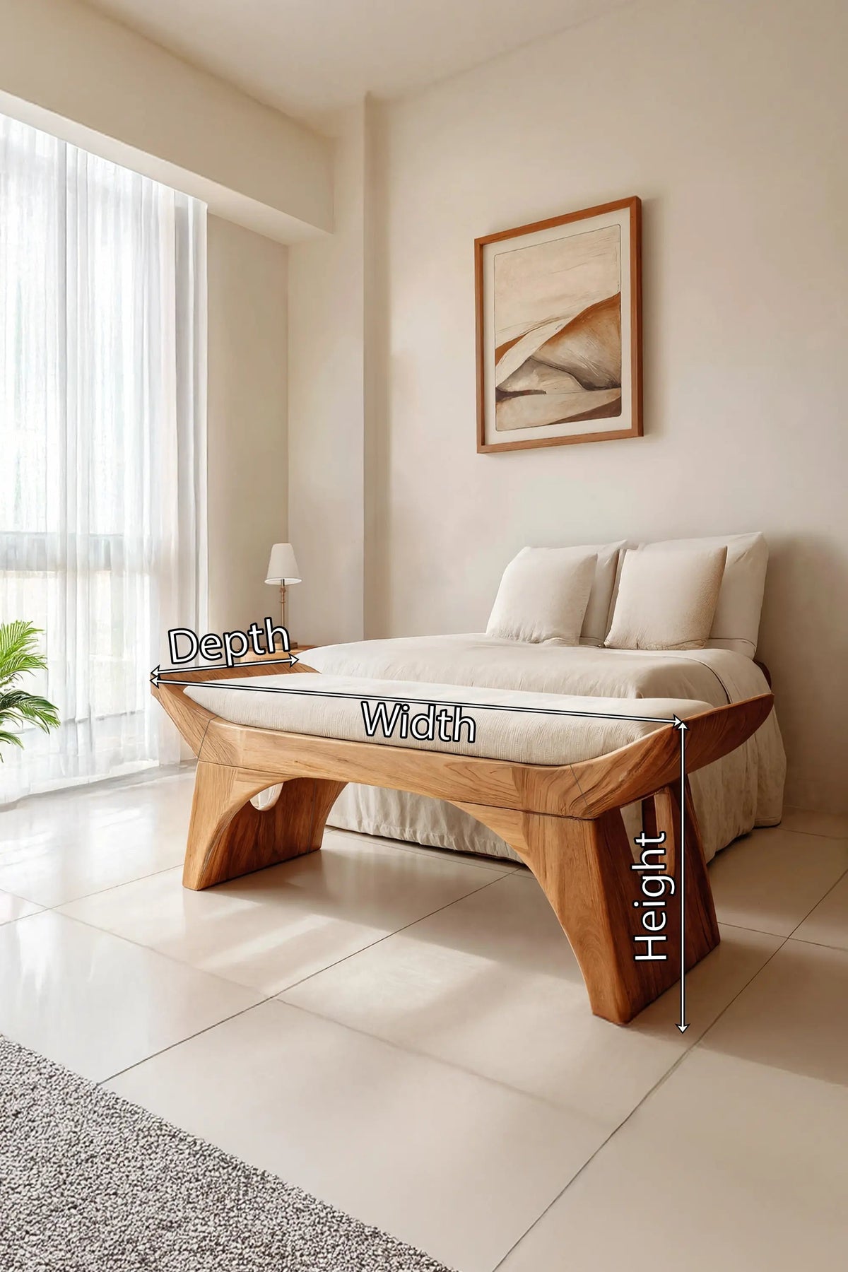 Farmhouse Wooden Bench With Shelf For Bedroom Setup - view 7 of 7
