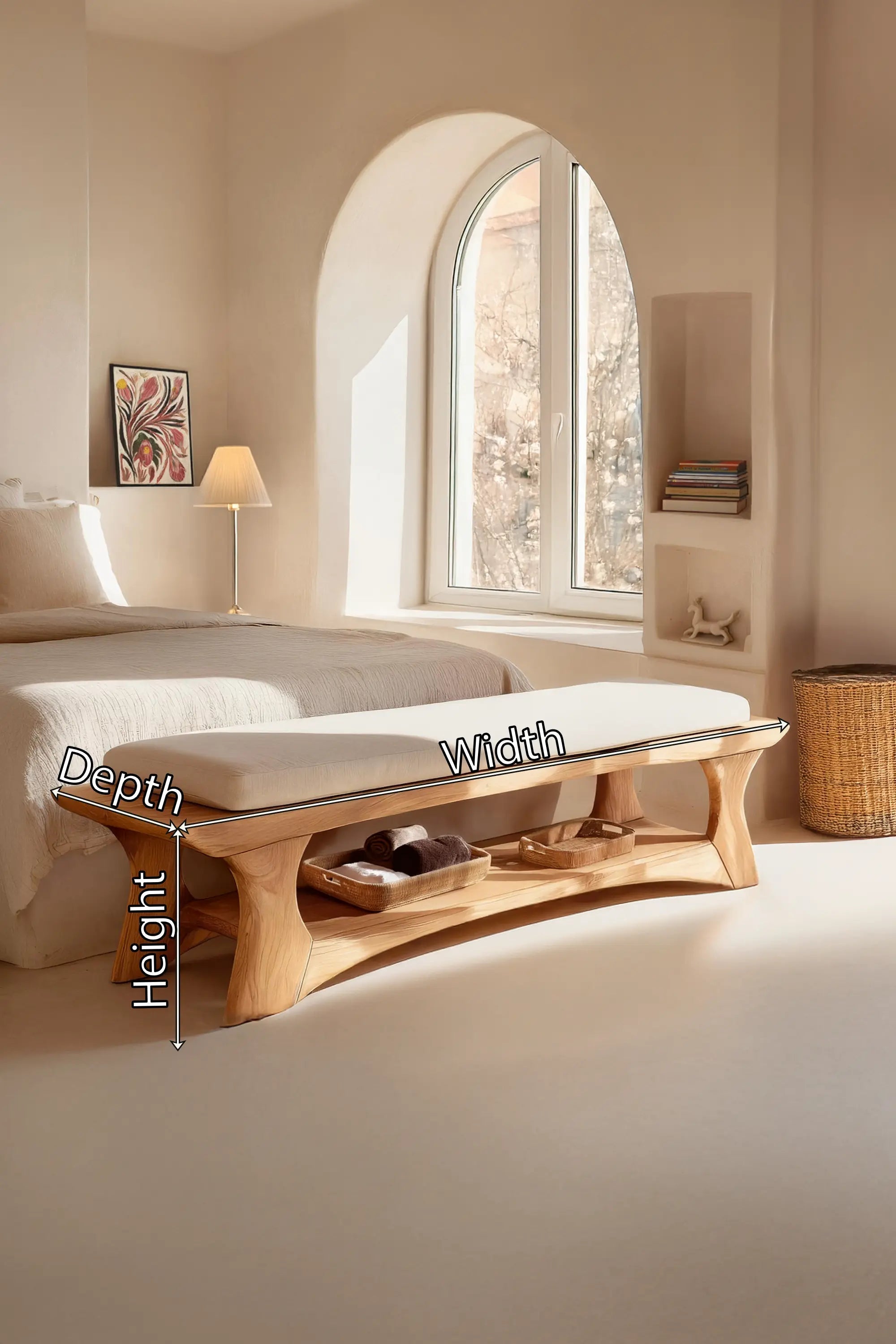 Mid Century Solid Wood Bench For Bedroom Accent - view 7 of 7