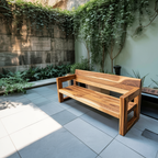 Modern Solid Wood Outdoor Bench With Armrests For Garden Or Entryway - view 2 of 8