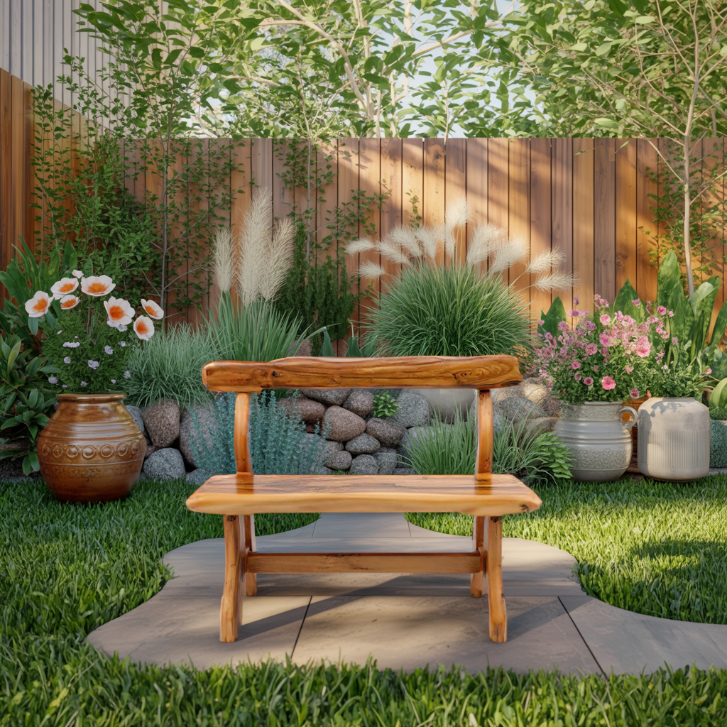 Rustic Garden Bench With Curved Seat For Patio Pathway And Front Porch - view 2 of 8