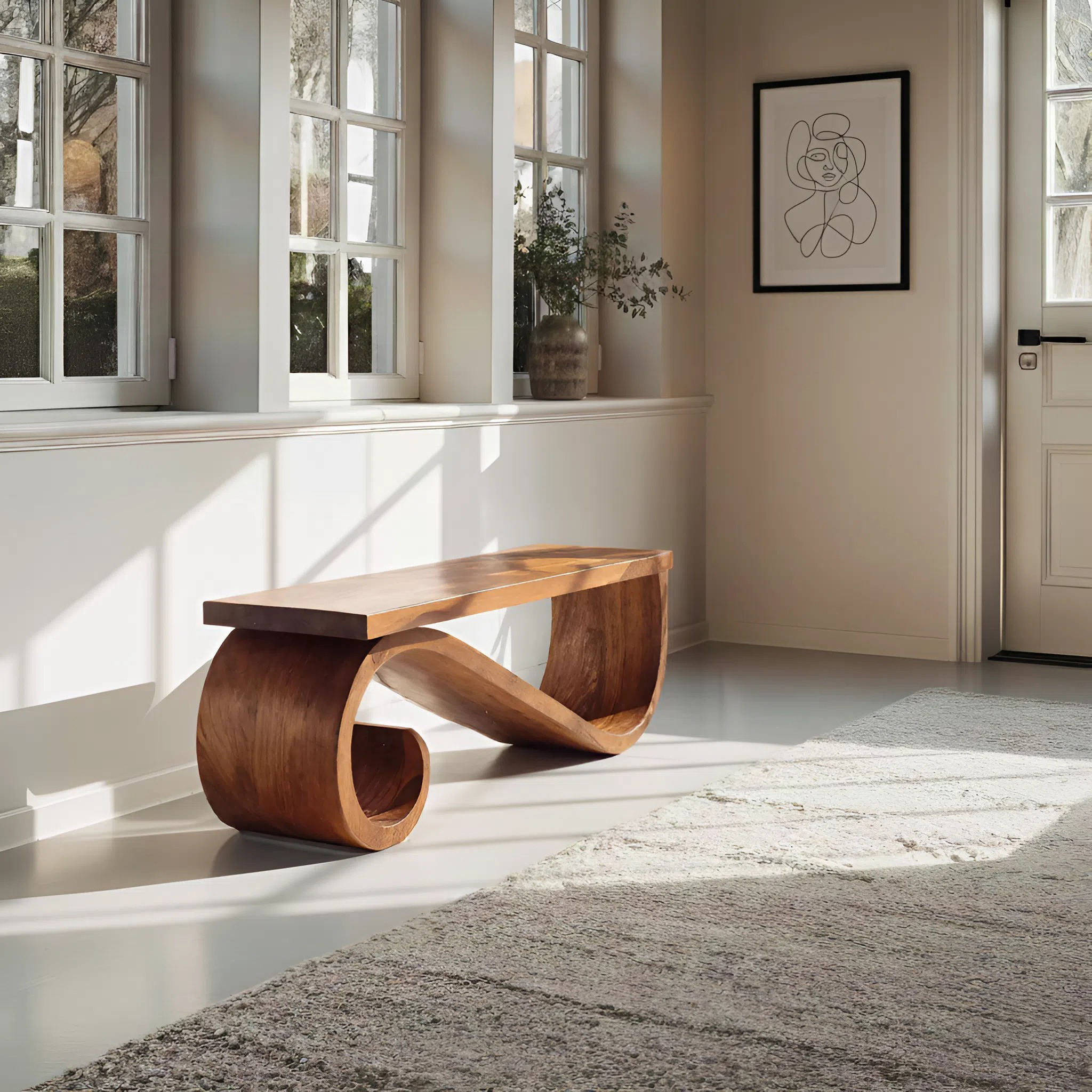 Organic Sculptural Bench For Entryway Or Living Room - view 3 of 8