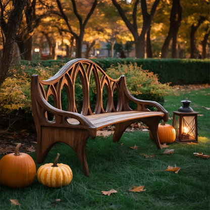 Farmhouse Solid Wood Halloween Bench For Outdoor Porch Design - view 2 of 8