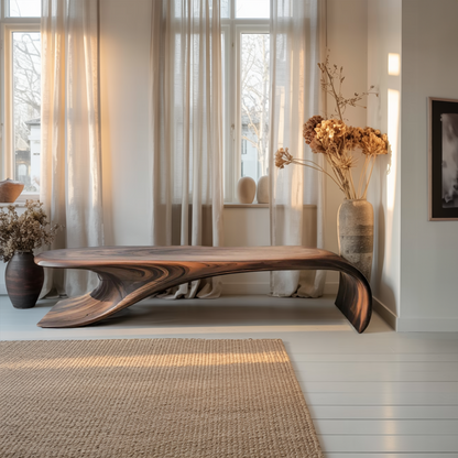 Modern Sculptural Bench With Flowing Curves For Living Room - view 2 of 8