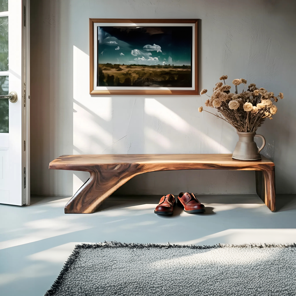 Architectural Bench With Sculpted Z Base For Entryway - view 3 of 8
