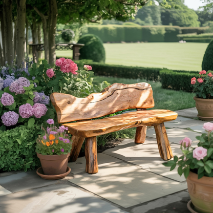 Rustic Live Edge Garden Bench For Patio Backyard And Forest Cabin - view 3 of 8