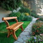 Rustic Garden Bench With Curved Seat For Patio Pathway And Front Porch - view 3 of 8