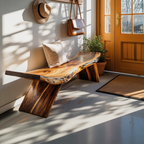 Rustic Live Edge Bench With Organic Curves For Entryway - view 3 of 8