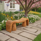 Contemporary Sculpted Wood Bench For Garden Or Patio - view 3 of 8