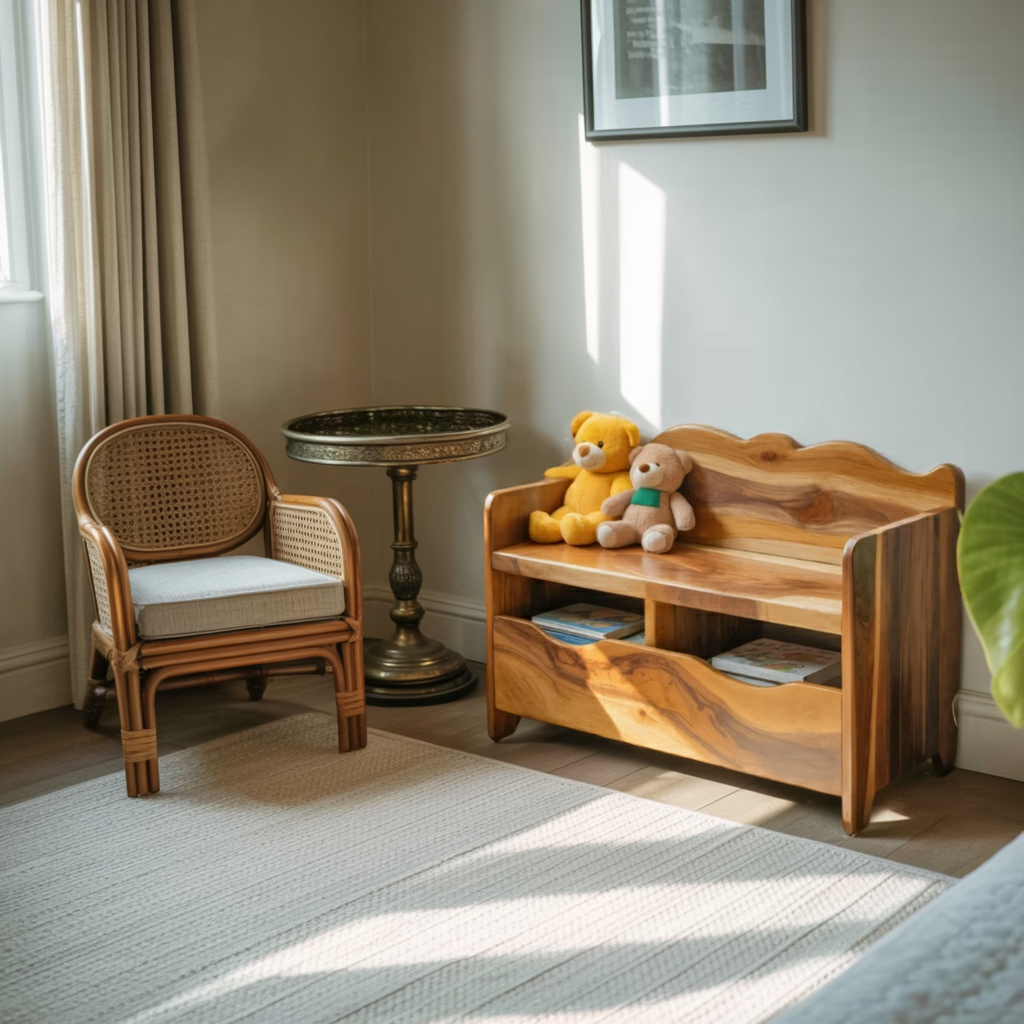 Montessori Bench With Book Storage For Kids Room Entryway And Playroom - view 3 of 8