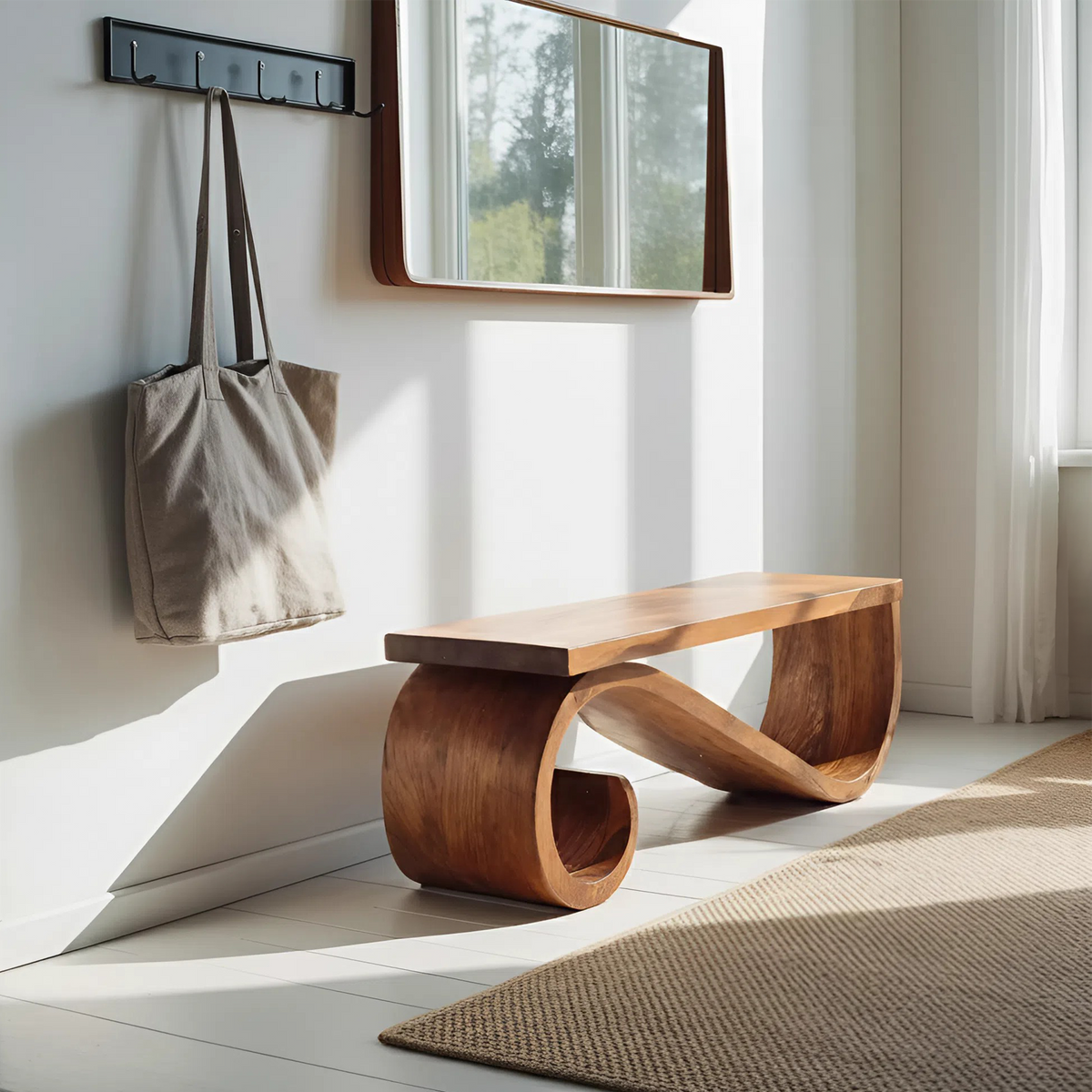 Organic Sculptural Bench For Entryway Or Living Room - view 2 of 8