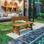 Rustic Garden Bench With Backrest For Patio Or Porch - view 3 of 8