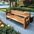 Modern Solid Wood Outdoor Bench With Armrests For Garden Or Entryway - view 3 of 8