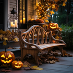 Farmhouse Solid Wood Halloween Bench For Outdoor Porch Design - view 3 of 8