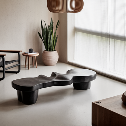 Contemporary Sculptural Wood Bench For Modern Living Room Or Gallery - view 3 of 8