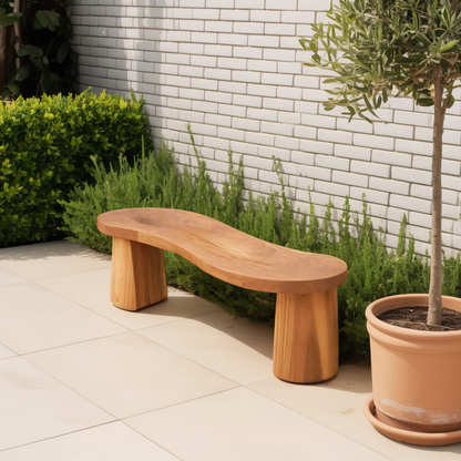 Organic Curved Wood Bench For Garden Or Entryway - view 3 of 8