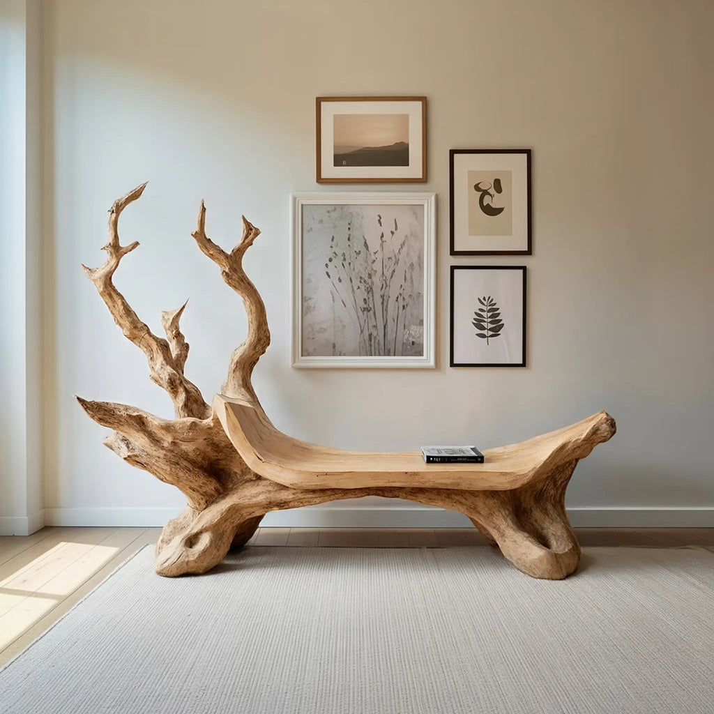 Mid Century Wooden Bench For Modern Living Room Decor - view 3 of 8