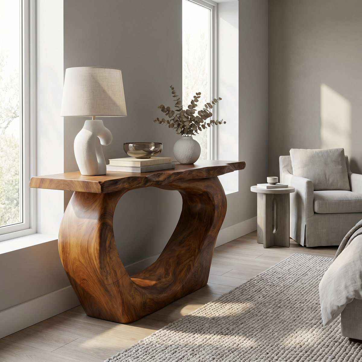 Handcrafted Sculpted Console Table  Living Room Interior Feature Accent - view 2 of 8