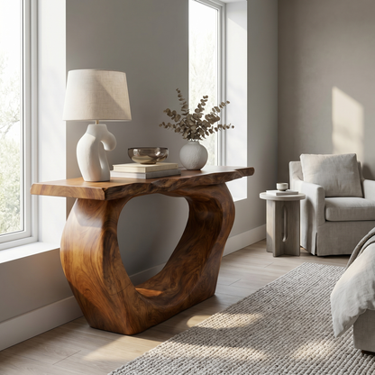 Handcrafted Sculpted Console Table  Living Room Interior Feature Accent - view 2 of 8