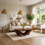 Solid Wood Coffee Table with Sculptural Organic Base and Hand-Carved Curved Design - view 2 of 9
