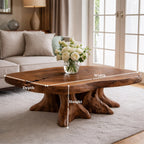 Solid Wood Live Edge Coffee Table with Tree Root Base and Natural Rustic Design - view 7 of 9