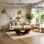 Solid Wood Coffee Table with Sculptural Organic Base and Hand-Carved Curved Design - view 8 of 9