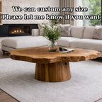 Solid Wood Live Edge Coffee Table with Round Pedestal Base and Natural Grain - view 8 of 9