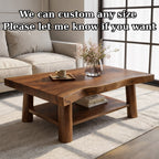 Solid Wood Coffee Table with Lower Shelf and Curved Edge Top Design - view 8 of 9