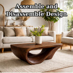 Solid Wood Coffee Table with Sculptural Organic Base and Hand-Carved Curved Design - view 9 of 9