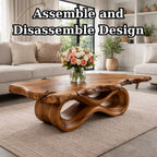 Solid Wood Live Edge Coffee Table with Sculptural Wave Base and Organic Design - view 9 of 9