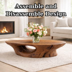 Solid Wood Coffee Table with Organic Sculpted Base and Natural Rustic Form - view 9 of 9
