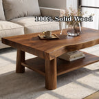 Solid Wood Coffee Table with Lower Shelf and Curved Edge Top Design - view 6 of 9