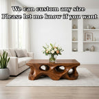 Solid Wood Coffee Table with Sculptural Hollow Base and Organic Carved Design - view 8 of 9