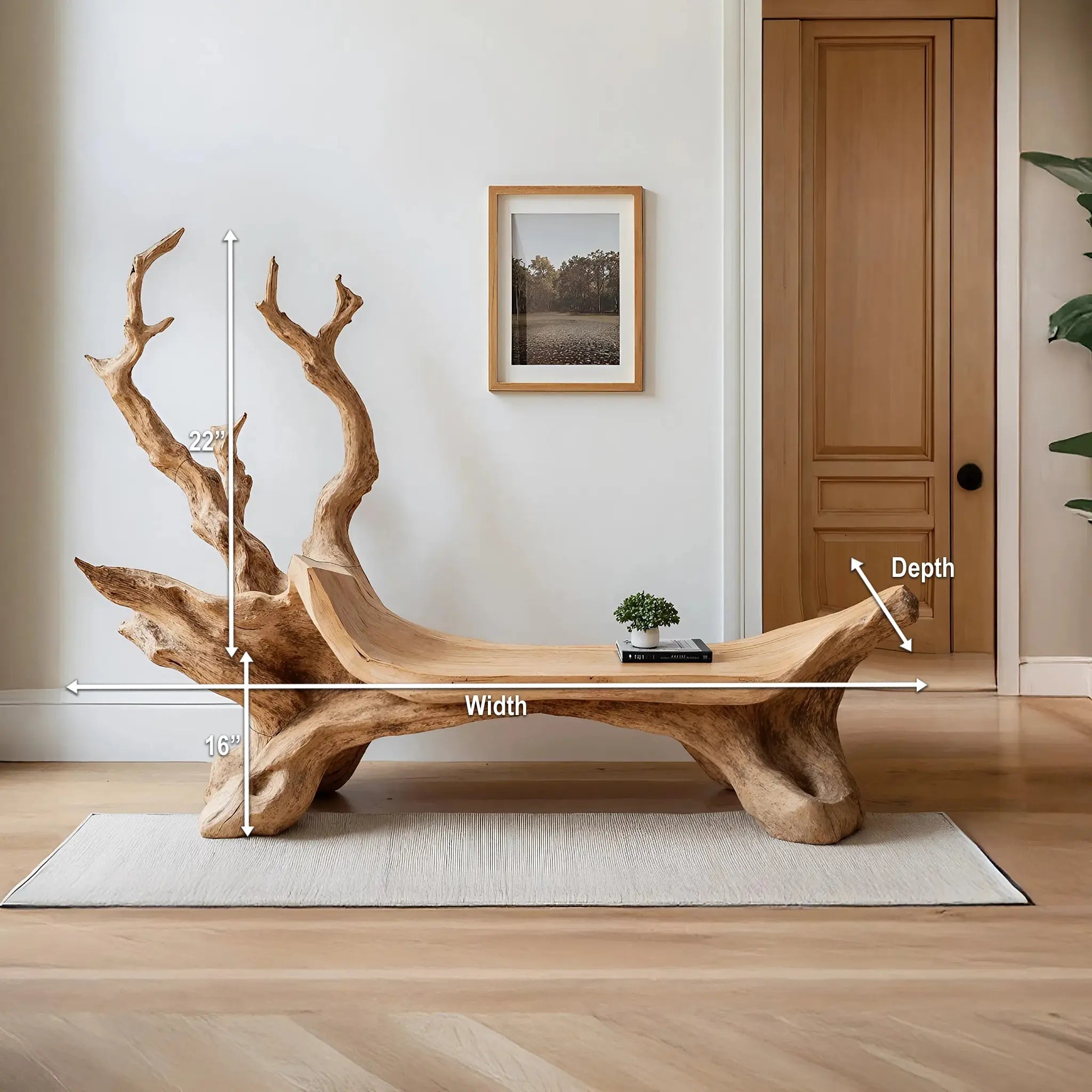 Mid Century Wooden Bench For Modern Living Room Decor - view 8 of 8