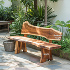 Rustic Live Edge Outdoor Bench With Curved Back For Patio Or Garden - view 8 of 8
