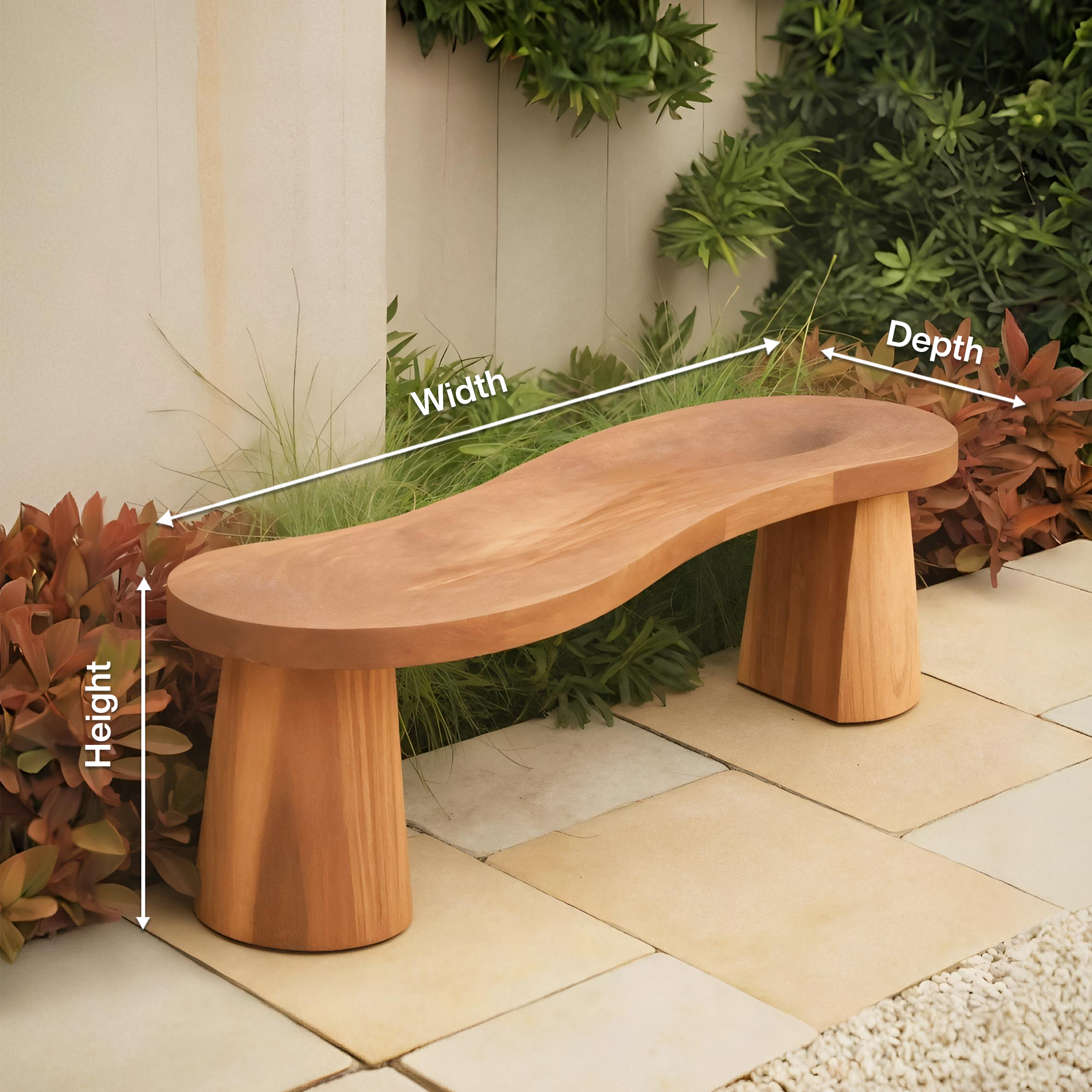 Organic Curved Wood Bench For Garden Or Entryway - view 8 of 8