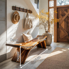 Rustic Live Edge Bench With Organic Curves For Entryway - view 8 of 8