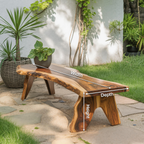 Rustic Live Edge Wooden Bench For Patio Or Garden - view 8 of 8