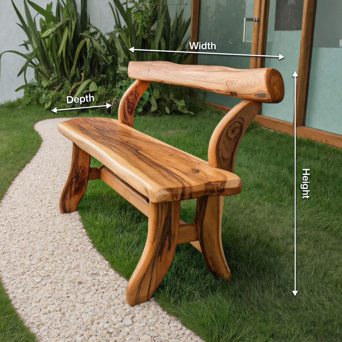 Rustic Garden Bench With Curved Seat For Patio Pathway And Front Porch - view 8 of 8