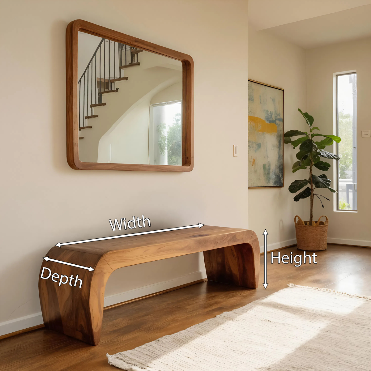 Contemporary Bench With Curved Design For Entryway - view 8 of 8