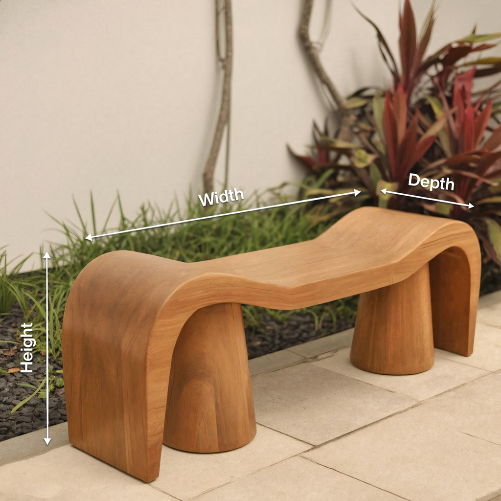 Contemporary Sculpted Wood Bench For Garden Or Patio - view 8 of 8