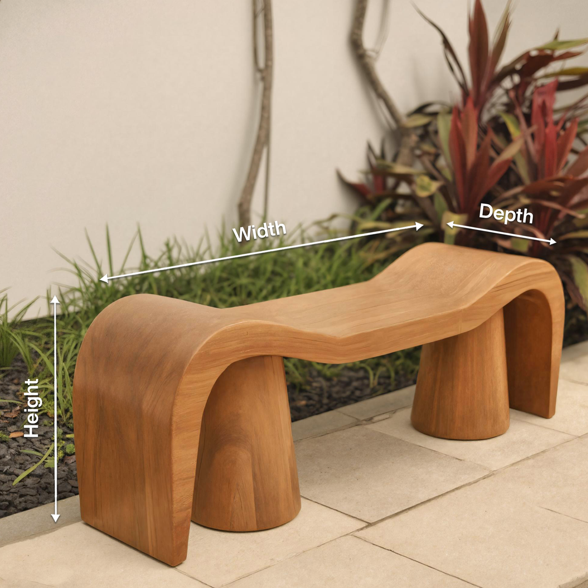 Contemporary Sculpted Wood Bench For Garden Or Patio - view 8 of 8