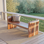 Contemporary Wood Bench With Rounded Armrests For Porch Or Garden - view 8 of 8
