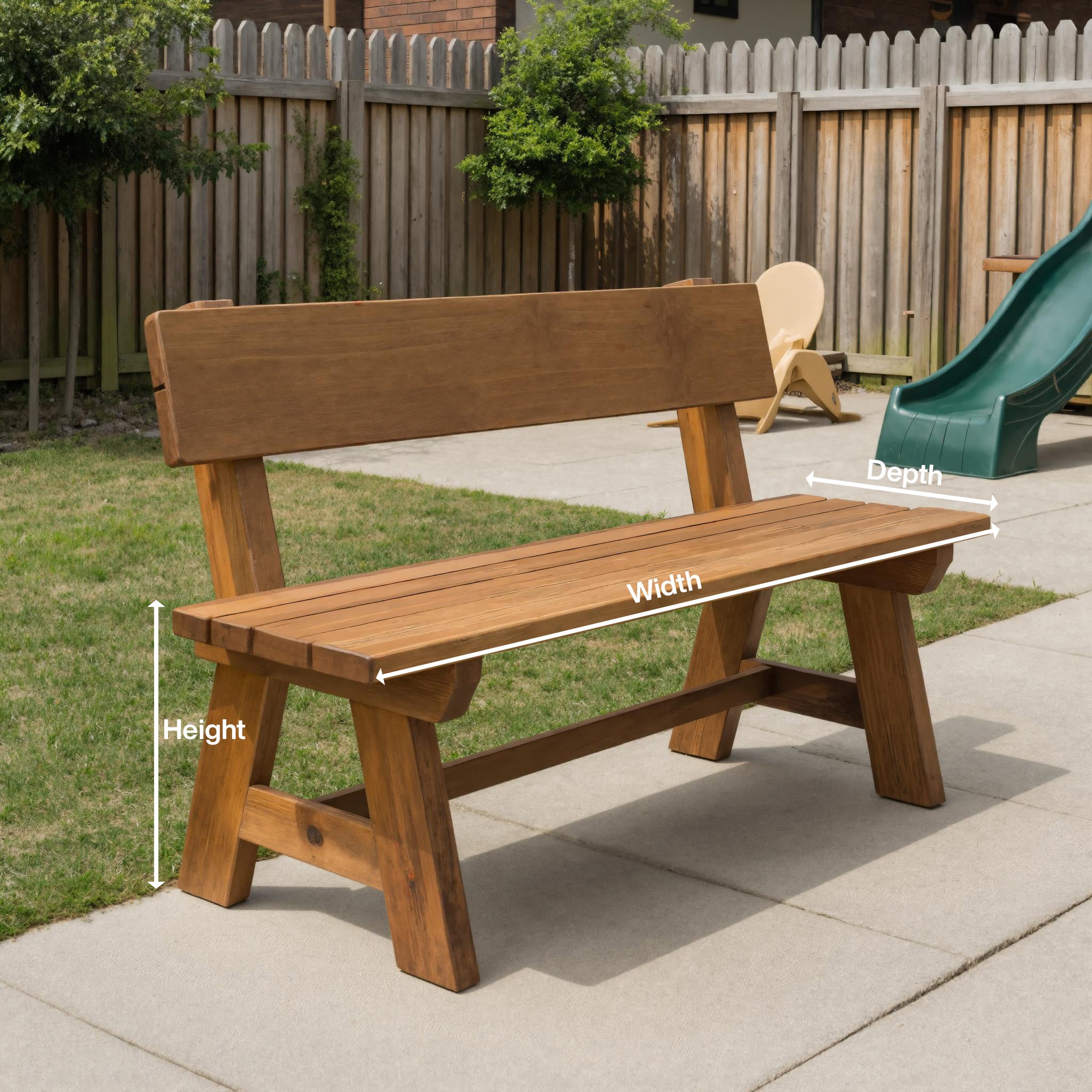 Rustic Garden Bench With Backrest For Patio Or Porch - view 8 of 8