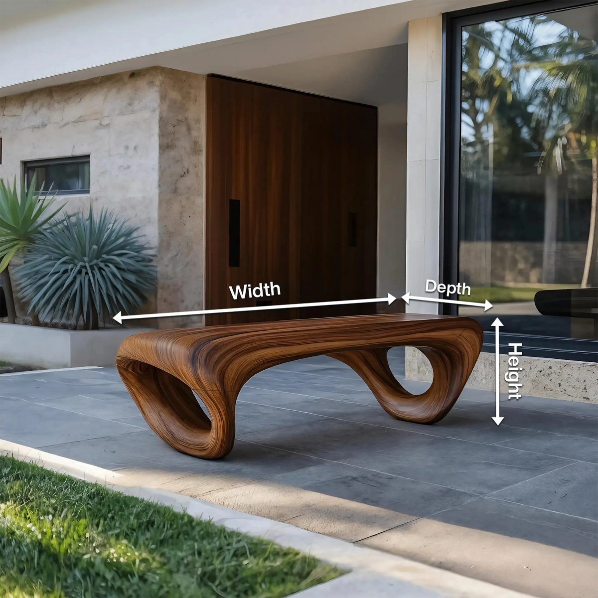 Modern Sculptural Outdoor Bench For Patio Or Garden Decor - view 8 of 8