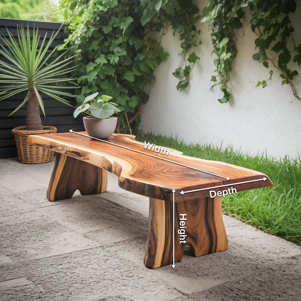 Minimalist Live Edge Outdoor Bench For Entryway Or Patio - view 8 of 8